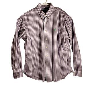 Ralph Lauren shirt mens 2XL XXL purple chcek plaid custom fit pony logo